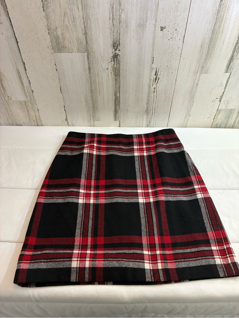 Talbots Red and Black Plaid A-Line wool Skirt